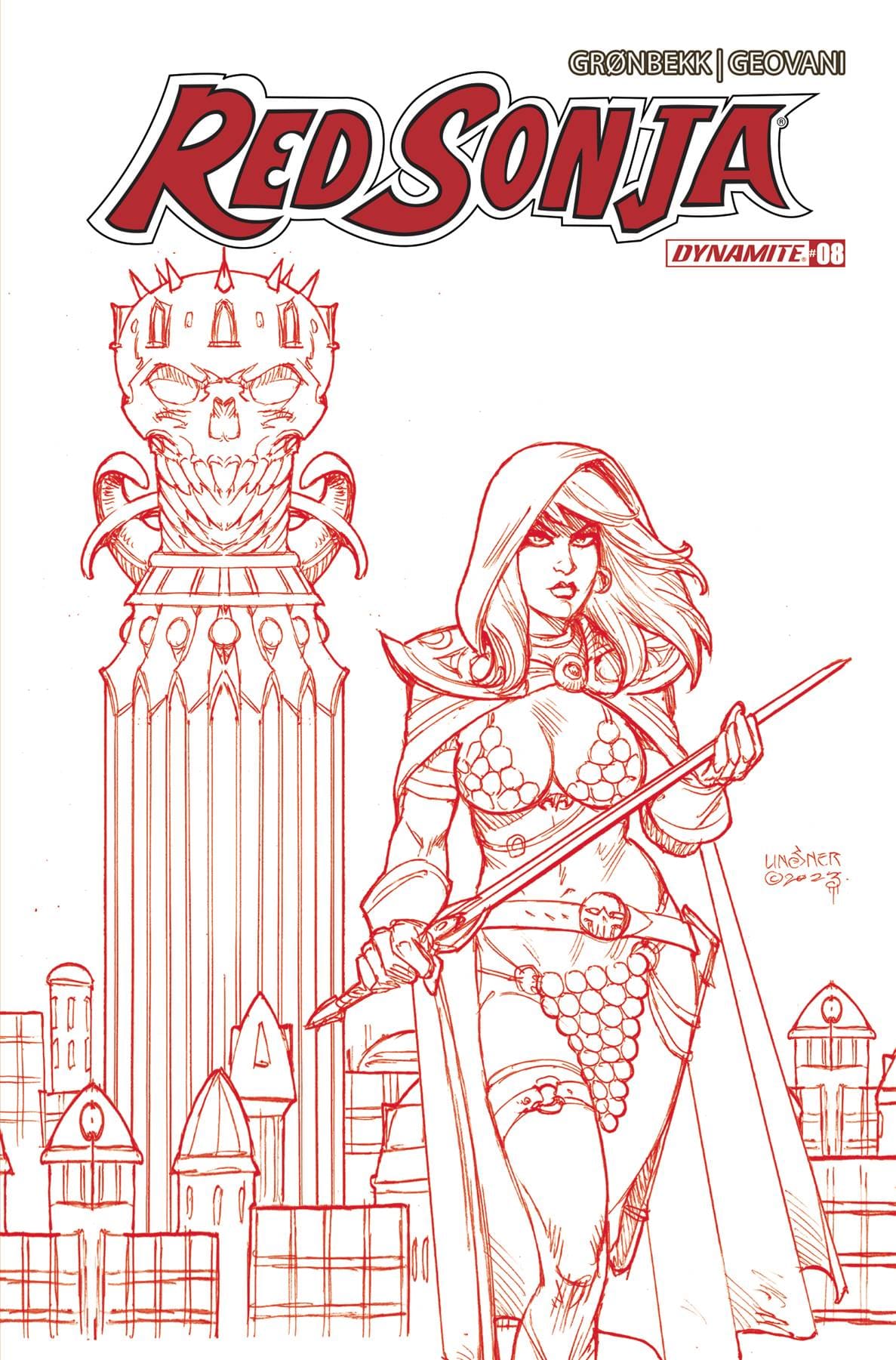 RED SONJA 2023 #8 CVR Q 1:10 FOC INCV LINSNER FIERY RED L