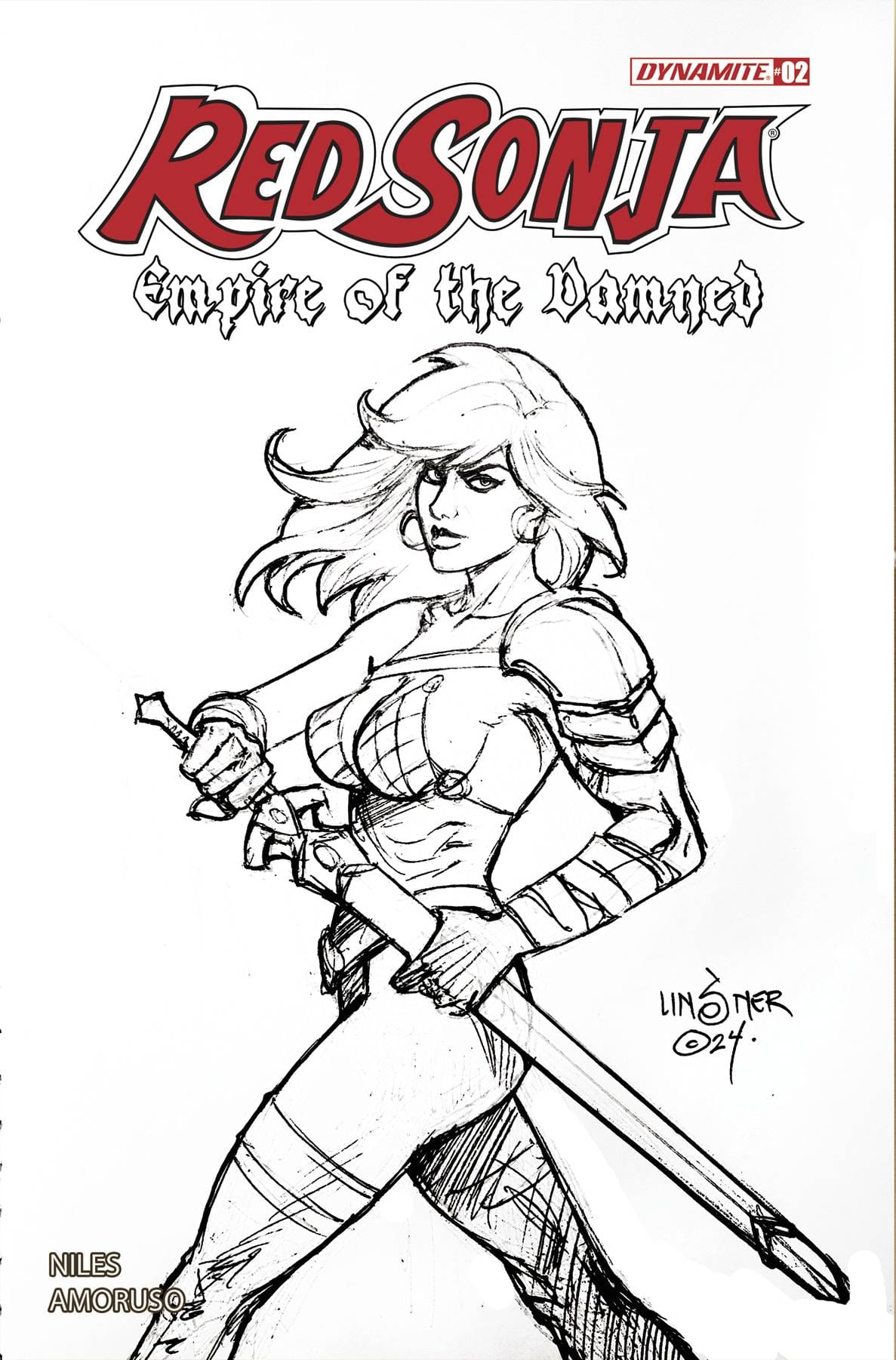 RED SONJA EMPIRE DAMNED #2 CVR K 1:15 INCV LINSNER LINE ART