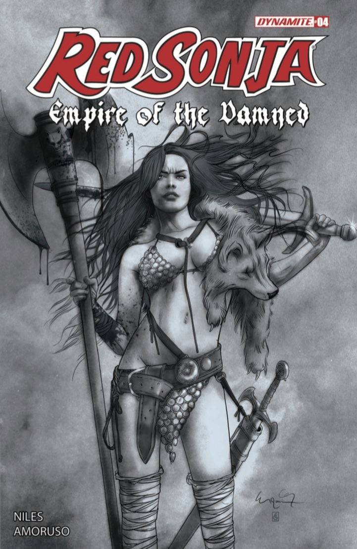 DYNAMITE Comic Books > Incentives RED SONJA EMPIRE DAMNED #4 CVR M 1:7  FOC INCV GUNDUZ B&W 72513034381904131 APR248872