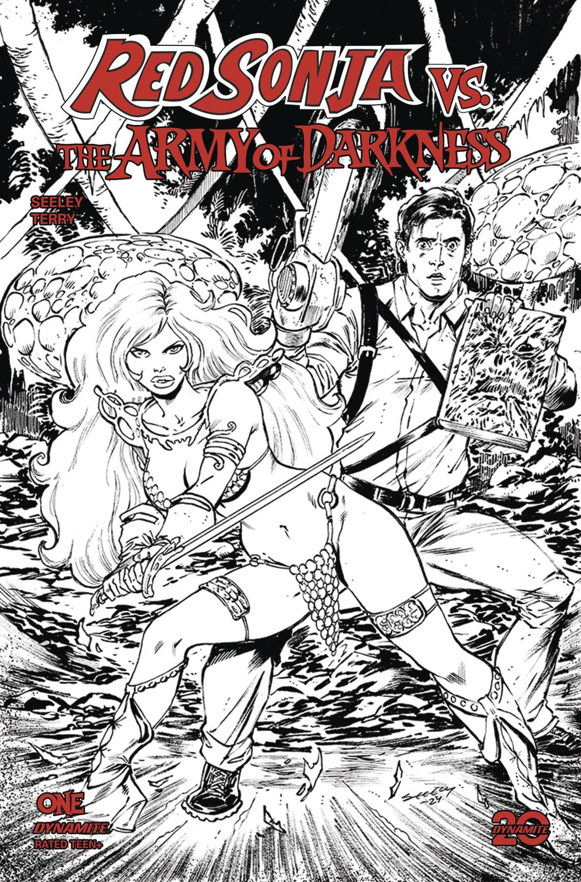 Dynamite Comic Books > Incentives RED SONJA VS AOD #1 CVR L 1:10 INCV SEELEY LINE ART 72513035478501121 FEB250125