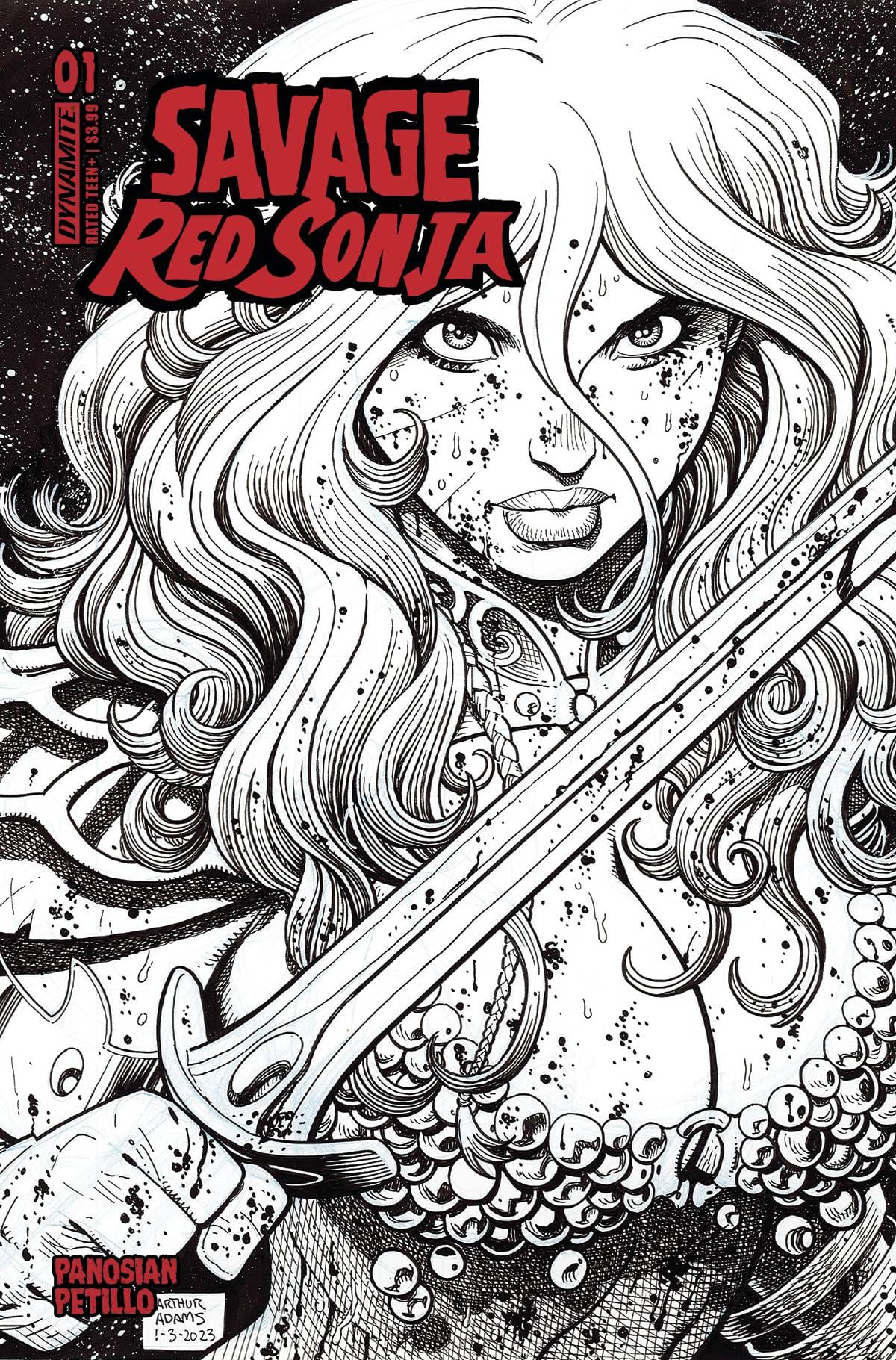 Dynamite Comic Books > Incentives SAVAGE RED SONJA #1 CVR F 1:10 INCV ADAMS LINE ART 72513033601901061 SEP230203