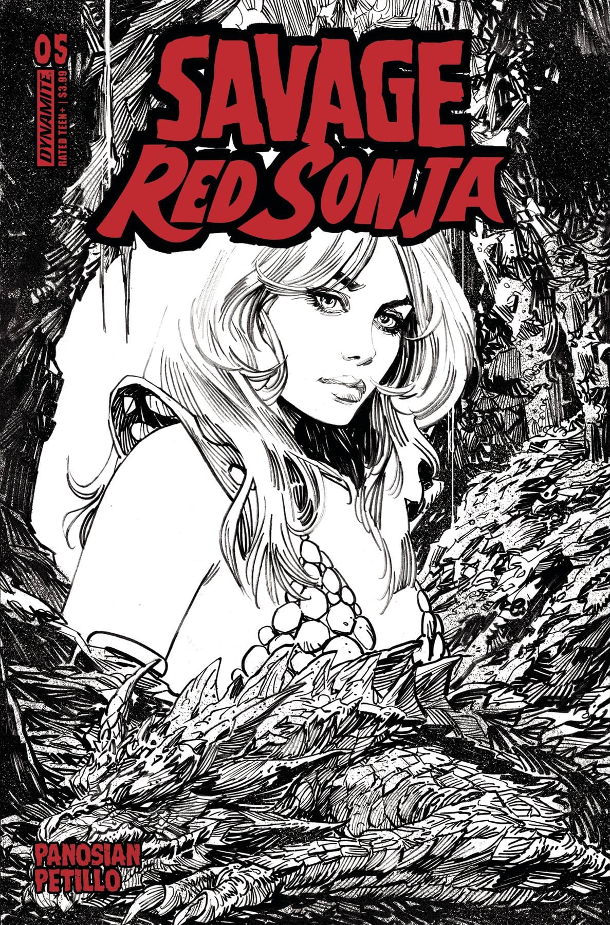 SAVAGE RED SONJA #5 CVR E 1:10 INCV PANOSIAN LINE ART