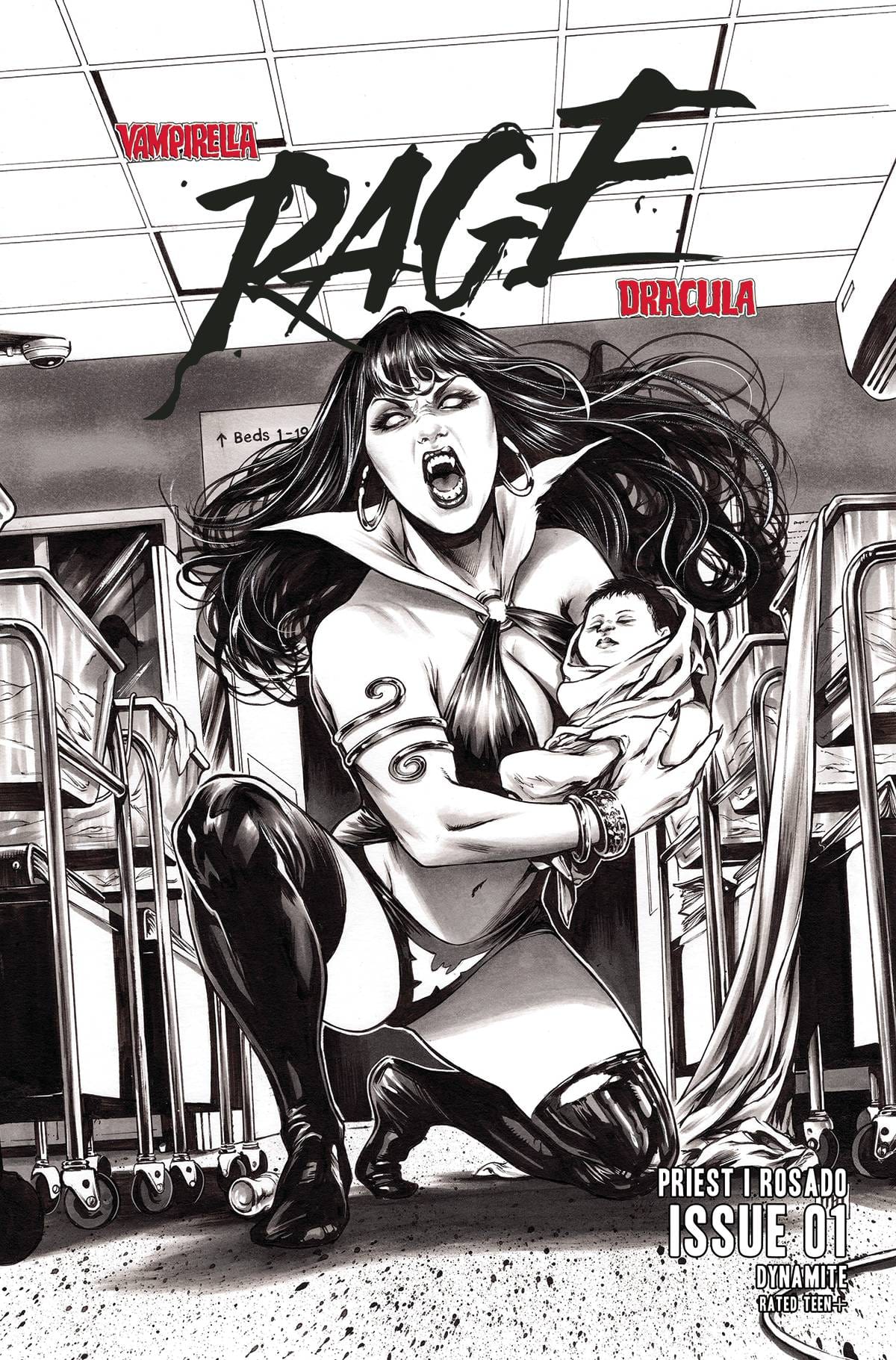 VAMPIRELLA DRACULA RAGE #1 CVR I 1:10 INCV VAR KROME B&W