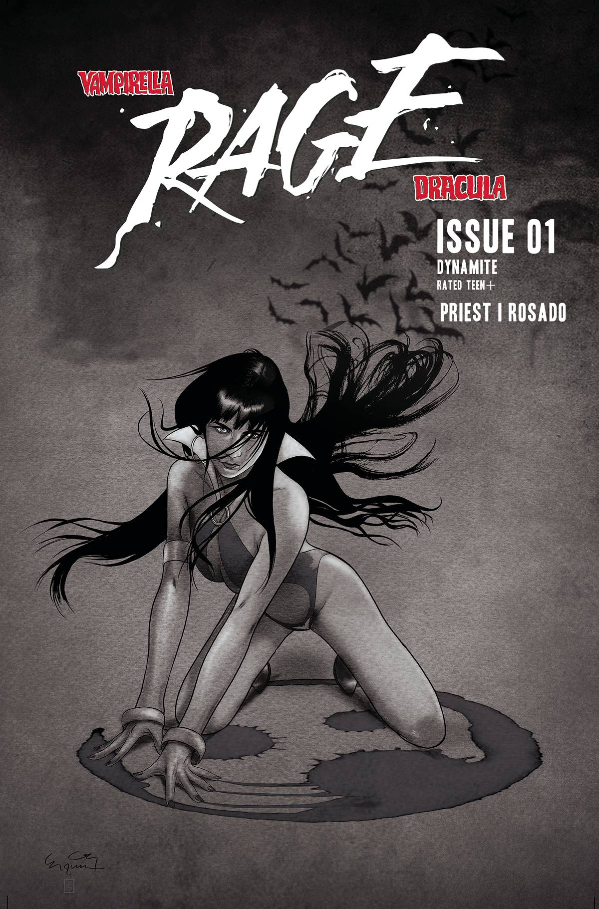 VAMPIRELLA DRACULA RAGE #1 CVR K 1:15 INCV VAR GUNDUZ B&W