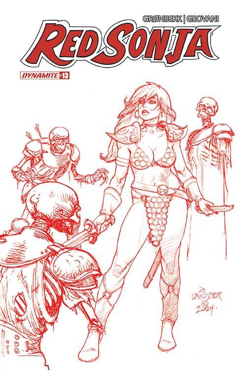 DYNAMITE Comic Books RED SONJA 2023 #13 CVR Q FOC 1:10 LINSNER FIERY RED LINE 72513033135913171 STL341112