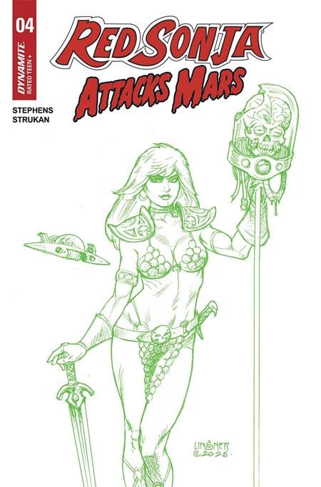 DYNAMITE Comic Books RED SONJA ATTACKS MARS #4 (OF 4) CVR K INC 1:7 JOSEPH MICHEAL LINSNER MARTIAN GREEN LINE ART VAR 72513035355904111 0525DE921