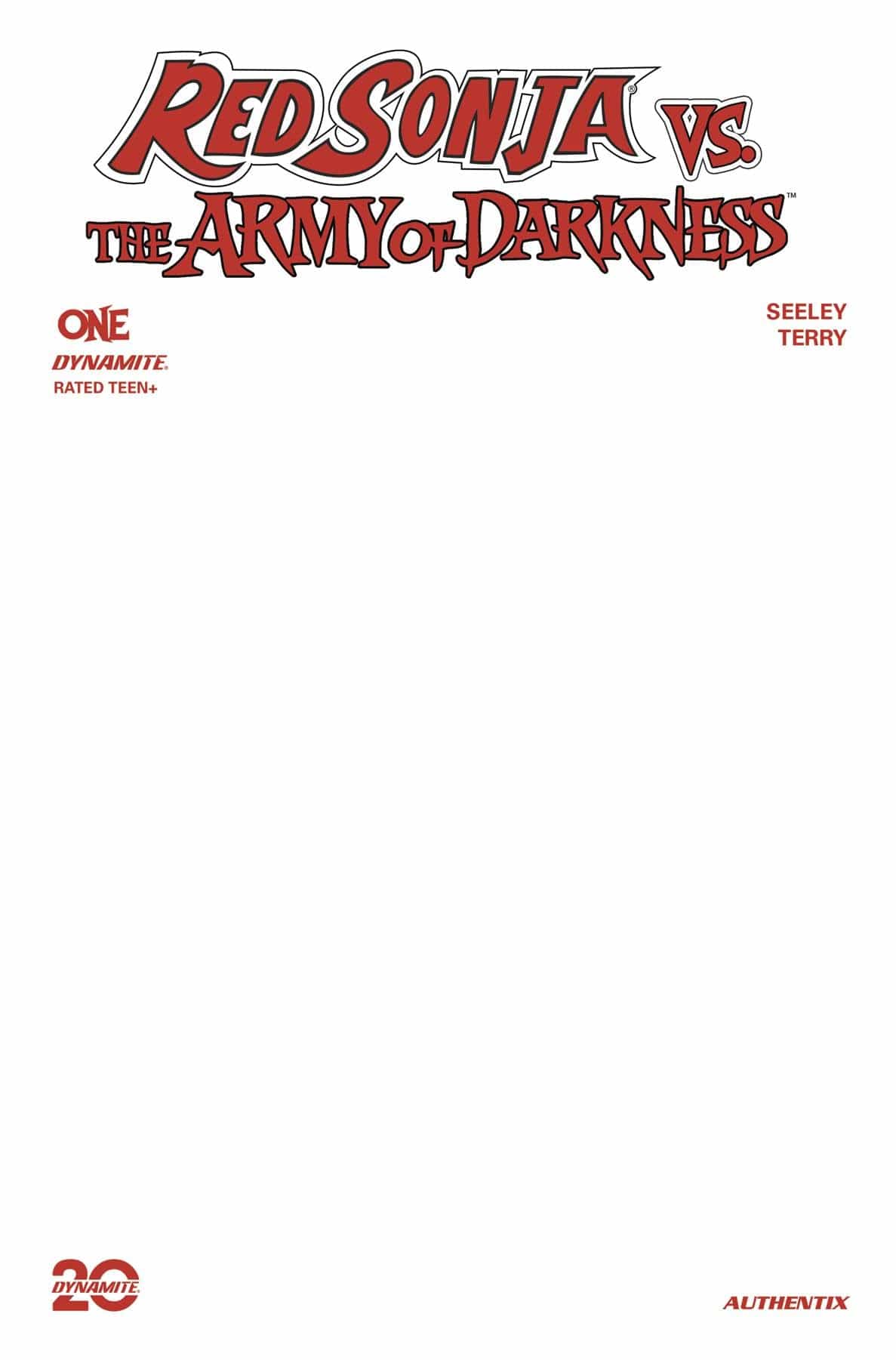 Dynamite Comic Books RED SONJA VS AOD #1 CVR G BLANK AUTHENTIX 72513035478501071 FEB250120