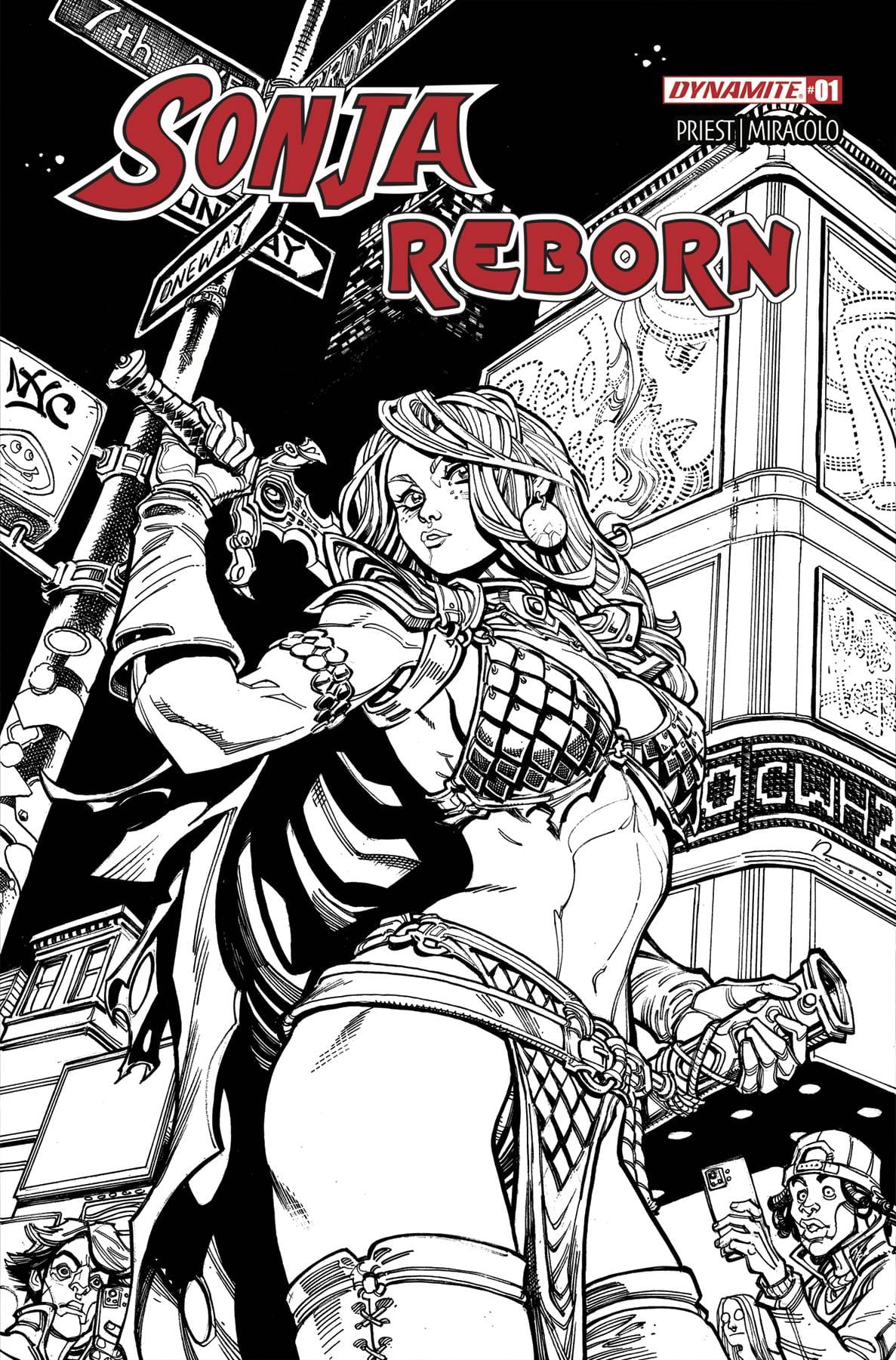 DYNAMITE Comic Books SONJA REBORN #1 CVR O 1:10 INCV HARDIN LINE ART 72513035800401151