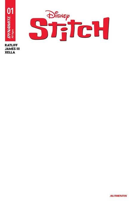Dynamite Comic Books STITCH #1 CVR G BLANK AUTHENTIX VAR 72513035647501071 0725DE1068