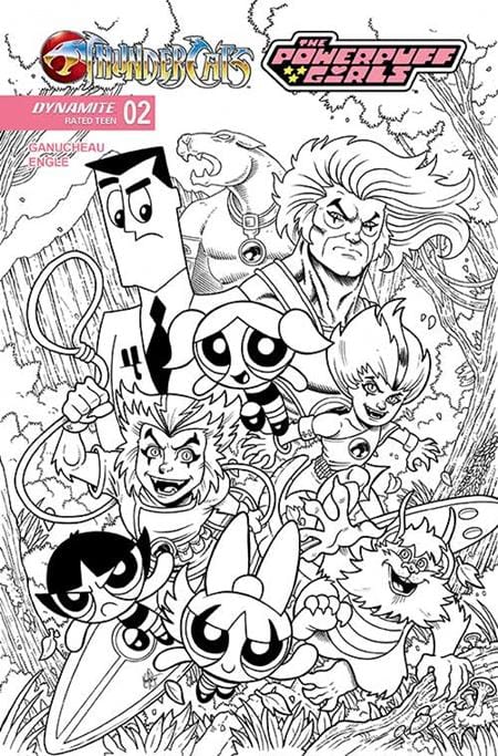DYNAMITE Comic Books THUNDERCATS POWERPUFF GIRLS #2 CVR L INC 1:5 KEN HAESER FOC BONUS LINE ART VAR 72513035569002121 0625DE1100