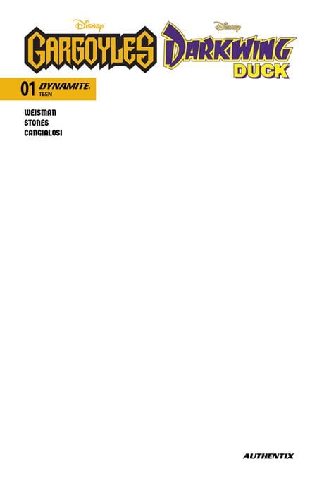 DYNAMITE Entertainment Comic Books GARGOYLES DARKWING DUCK #1 CVR E BLANK AUTHENTIX VAR 72513036250601051 1125DE0529