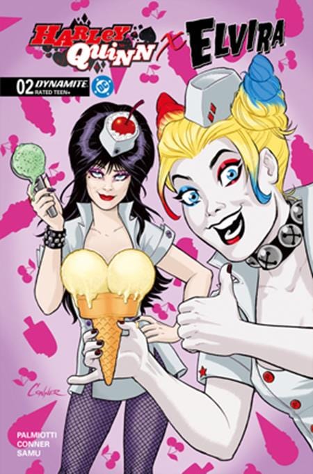 DYNAMITE Entertainment Comic Books > Incentives HARLEY QUINN X ELVIRA #2 CVR K INC 1:10 AMANDA CONNER ICE CREAM ORIGINAL VAR 72513035710602111 0925DE0576