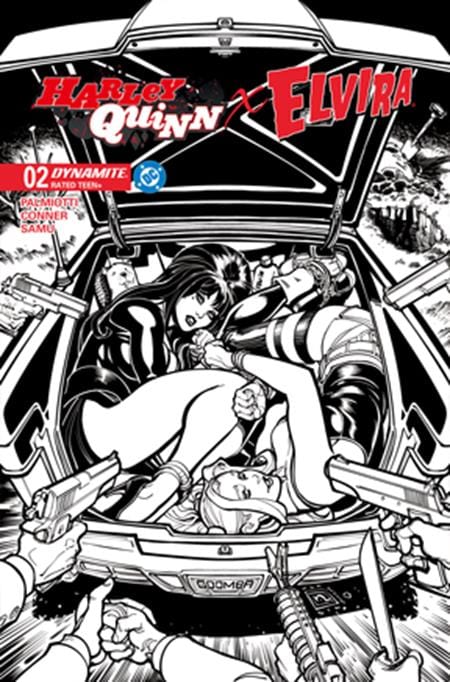 DYNAMITE Entertainment Comic Books > Incentives HARLEY QUINN X ELVIRA #2 CVR M INC 1:10 CHAD HARDIN LINE ART VAR 72513035710602131 0925DE0578