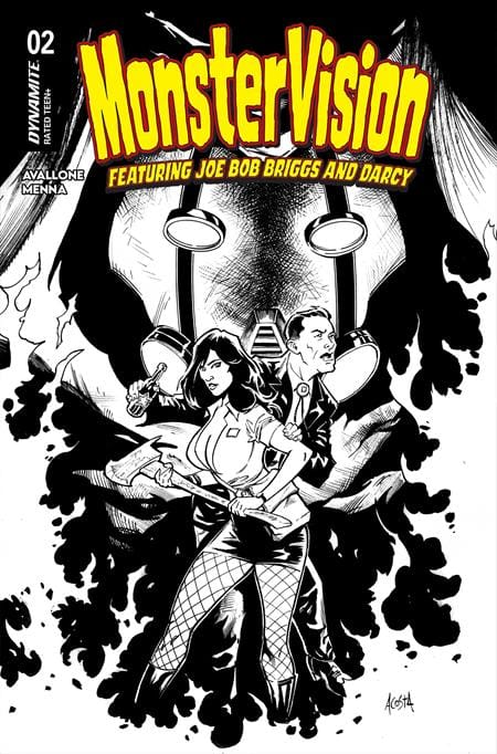 MONSTERVISION FEATURING JOE BOB BRIGGS AND DARCY #2 CVR G INC 1:15 DAVE ACOSTA LINE ART VAR (Release Date: 01/27/2027)