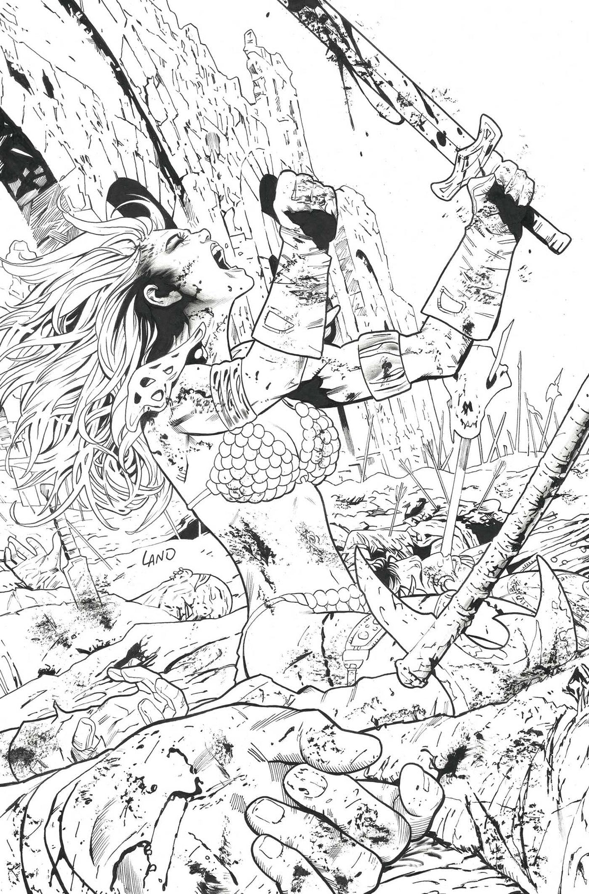 DYNAMITE Entertainment Comic Books > Incentives SONJA REBORN #5 CVR L INCV 1:7 GREG LAND LINE ART VIRGIN FOC BONUS VAR 72513035800405121 1025DE1074