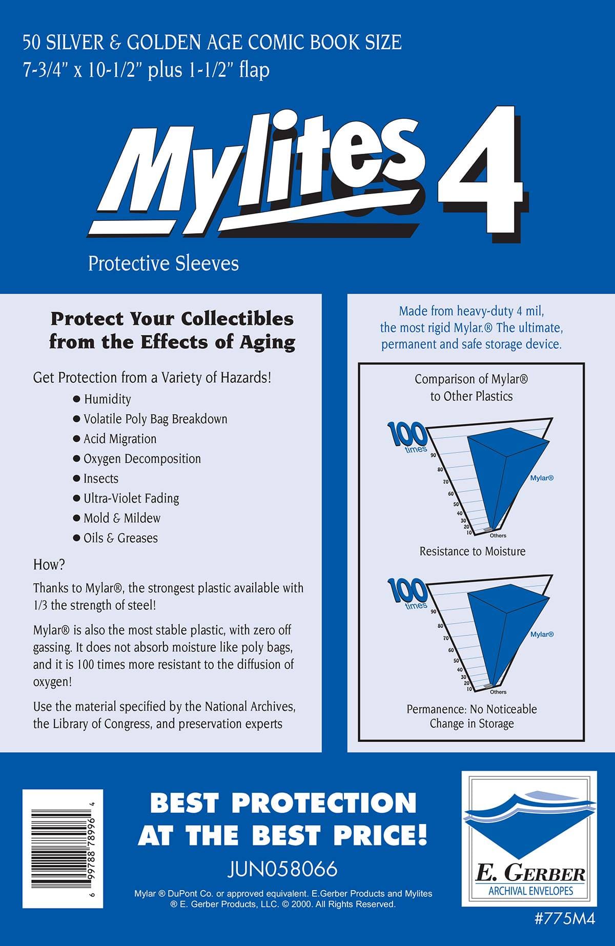E. Gerber Comic Supplies Mylites: Protective Comic Sleeves 50ct - Silver/Golden Size 699788789964 JUN058066