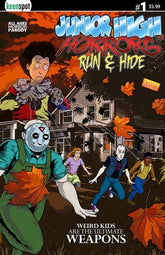 Ex Posse Holdings Comic Books JUNIOR HIGH HORRORS RUN & HIDE #1 (ONE SHOT) CVR A ERIC KENT WEAPONS SPOOF BAGGED WITH TRADING CARD (Release Date: 09/23/2026) 60283502345400111 0726EX0908