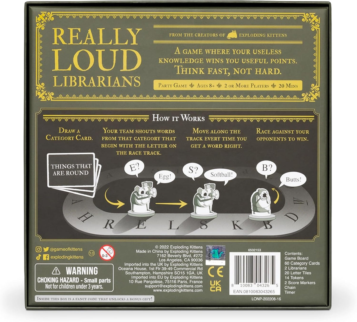 Exploding Kittens Board Games > Small Box Games Really Loud Librarians 810083043265 EKG LOUD-CORE-4