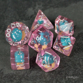 Riftgate Dice > Other Dice Riftgate- Blue + Pink Resin Mushroom Dice Set 20225276 RE-MUSH-PINK
