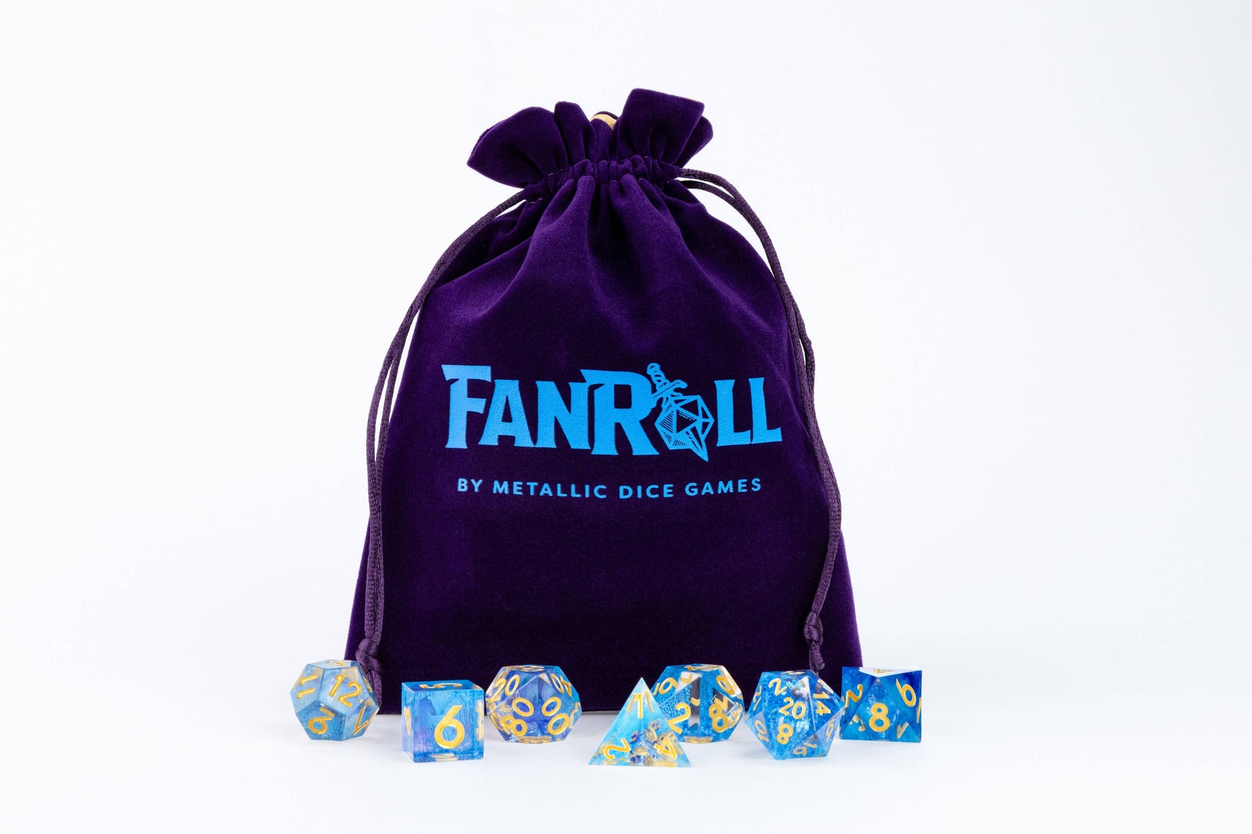 FanRoll by Metallic Dice Games Dice > Metallic Dice Games 6" x 8" Velvet Drawstring Dice Bag Purple Velvet Dice Bag with Gold Satin Lining 852678888905 8007