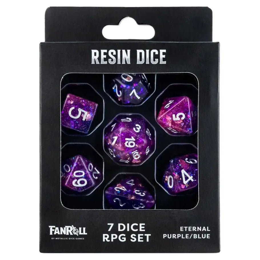 FanRoll by Metallic Dice Games Dice > Metallic Dice Games 7-Set: Resin: Eternal Purple & Blue 687700231554 LIC1633