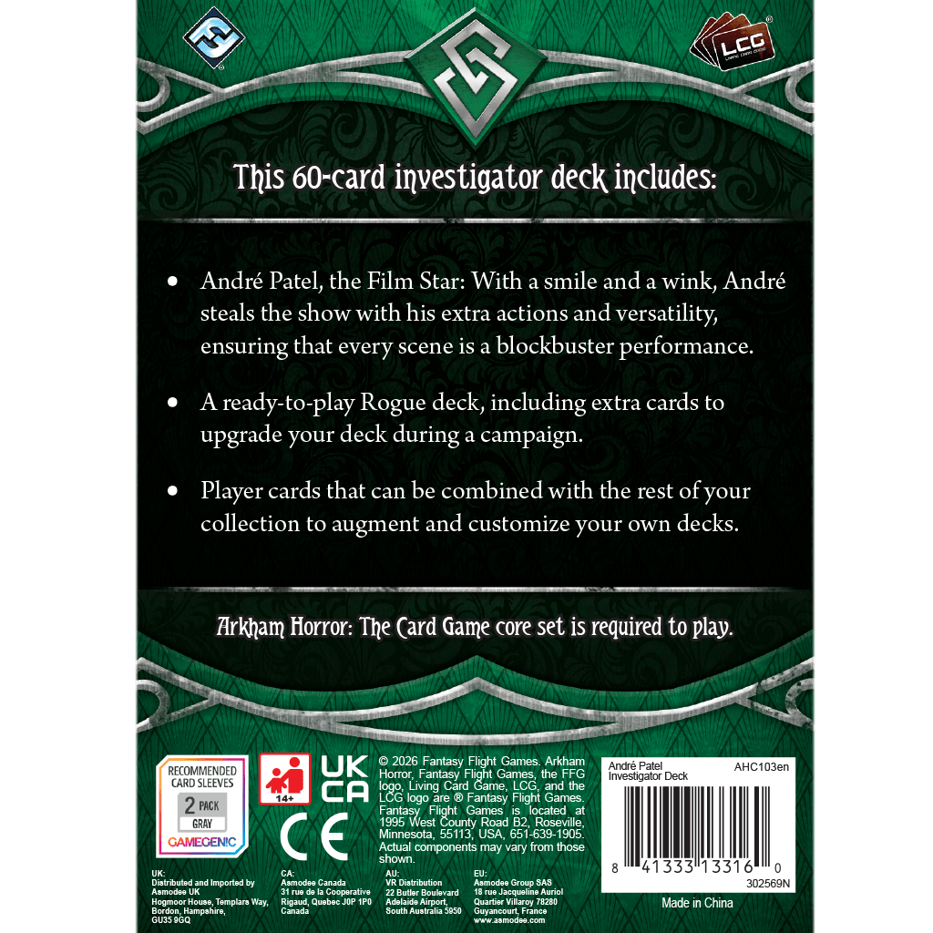 Fantasy Flight Games Board Games > Expansions Arkham Horror: The Card Game - André Patel Investigator Deck 841333133160 AHC103EN
