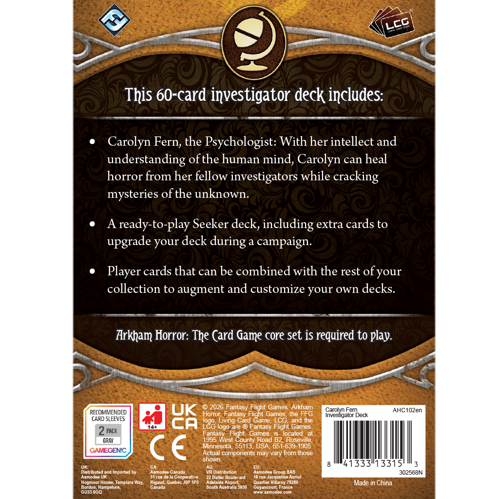 Fantasy Flight Games Board Games > Expansions Arkham Horror: The Card Game - Carolyn Fern Investigator Deck 841333133153 AHC102EN