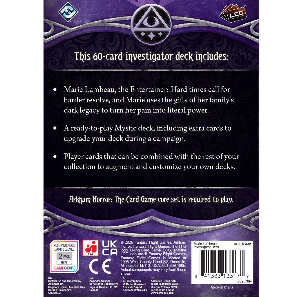 Fantasy Flight Games Board Games > Expansions Arkham Horror: The Card Game - Marie Lambeau Investigator Deck 841333133177 AHC104EN