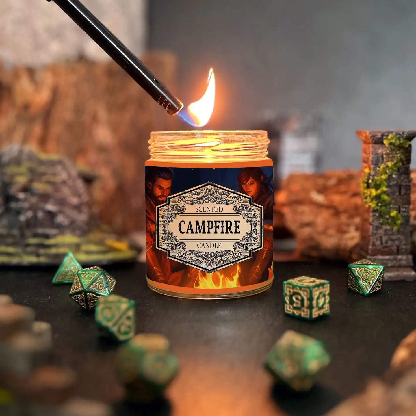 Fantasy Scents Decor > Candles Scented Candle Campfire with Surprise D20 Dice F2-3XKJ-ECQ6
