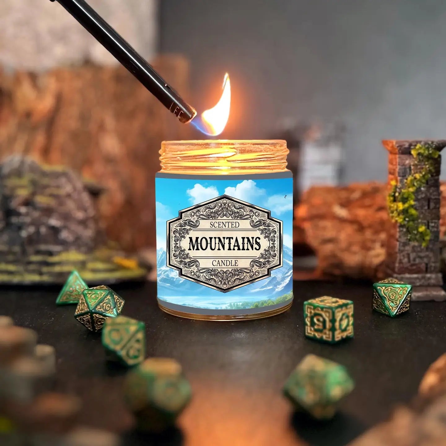 Fantasy Scents Decor > Candles Scented Candle Mountains with Surprise D20 Dice SKU5