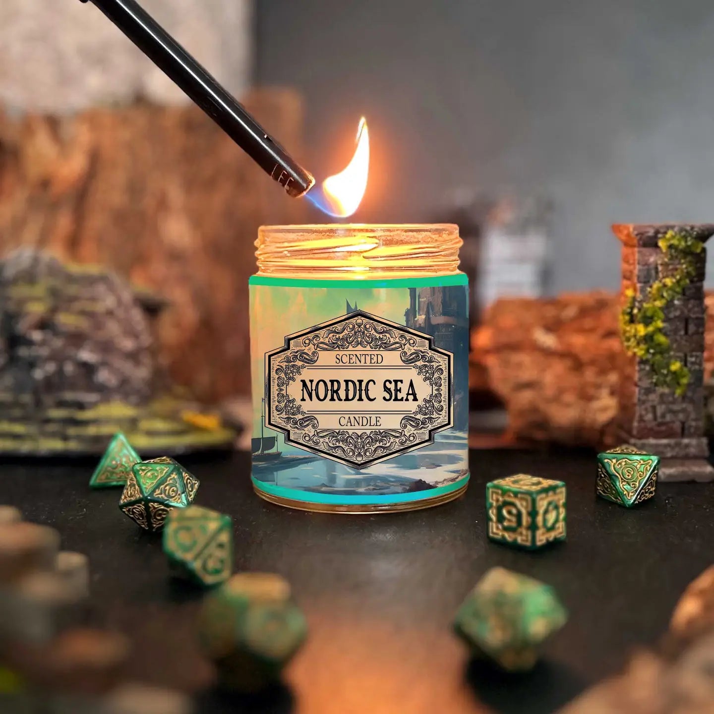 Fantasy Scents Decor > Candles Scented Candle Nordic Sea with Surprise D20 Die SKU8
