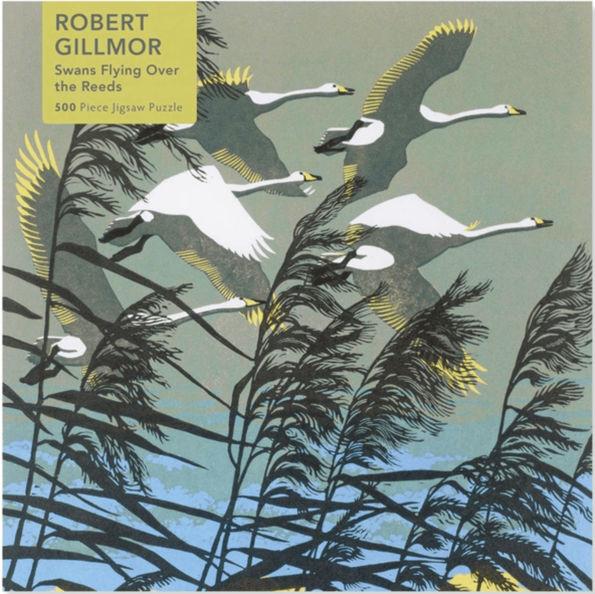 Flame Tree Studio Puzzles > Jigsaw Puzzles Flame Tree: 500pc Jigsaw - Swans Flying Over Reeds (Robert Gillmor) 9781839648410 ING-9781839648410