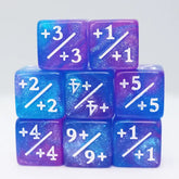 Foam Brain Games Dice +1/+1 Blue & Purple Glitter Counters For Magic - Set of 8 617629726138 FBG5062
