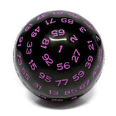 Foam Brain Games Dice 45mm D100 - Black Opaque with Purple 617629723663 FBG5035