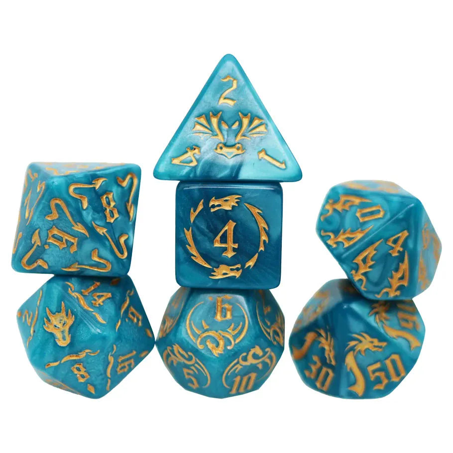 Foam Brain Games Dice > Other Dice 7-Set Drakes Flight: Cobalt 840292513624 FBG2647