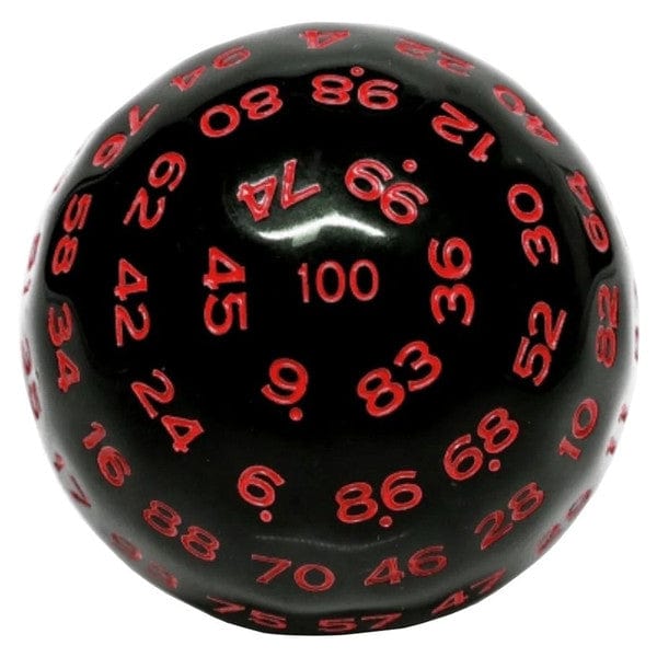 Foam Brain Games Dice > Other Dice D100: Black Opaque with Red 45mm 617629723694 FBG5023