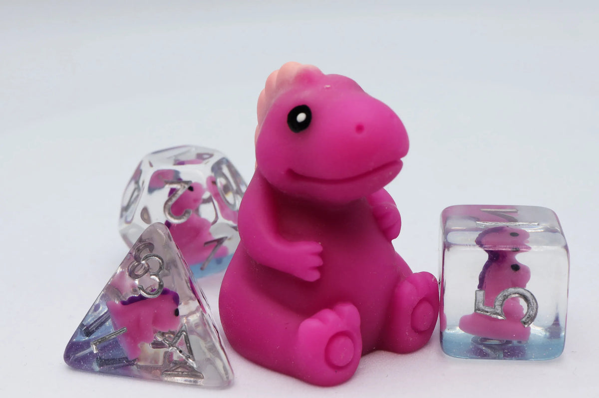 Foam Brain Games Dice > Other Dice Foam Brain Games: RPG Dice Set - Pink T-Rex 840292508286 FBG2465
