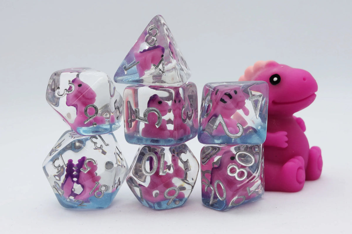 Foam Brain Games Dice > Other Dice Foam Brain Games: RPG Dice Set - Pink T-Rex 840292508286 FBG2465