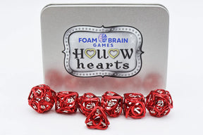 Foam Brain Games Dice > Other Dice Hollow Hearts: Red - Hollow Metal RPG Dice Set 840292508484 FBG4416