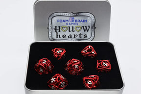 Foam Brain Games Dice > Other Dice Hollow Hearts: Red - Hollow Metal RPG Dice Set 840292508484 FBG4416