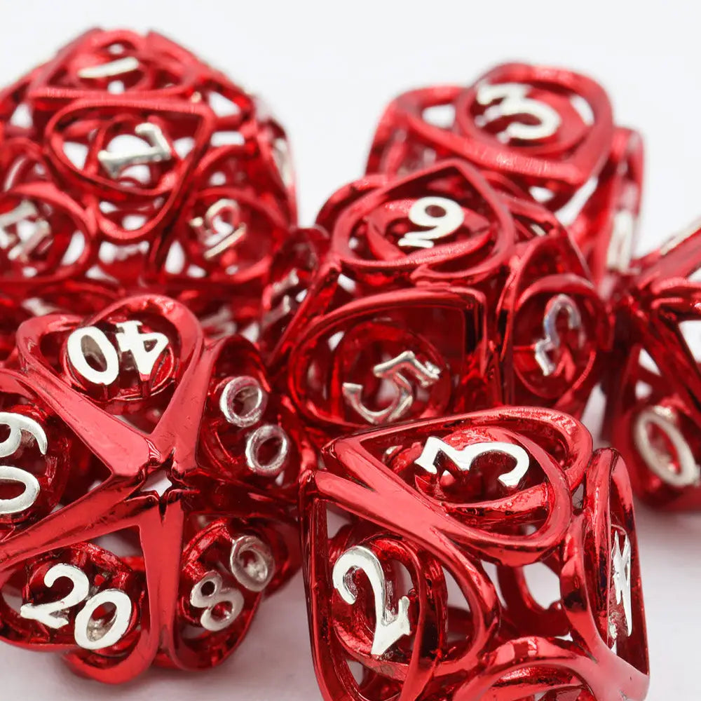 Foam Brain Games Dice > Other Dice Hollow Hearts: Red - Hollow Metal RPG Dice Set 840292508484 FBG4416