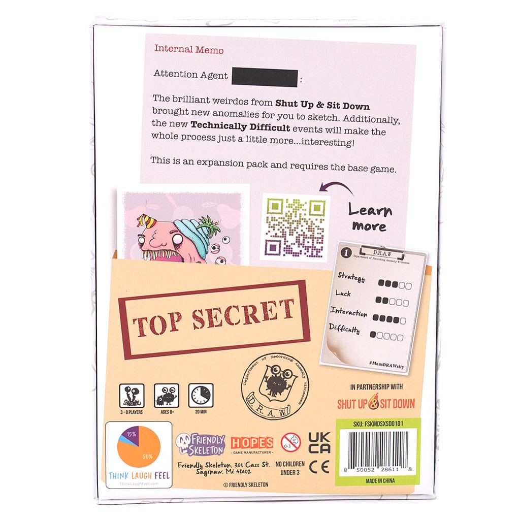 Friendly Ske;eton Board Games MonsDRAWsity: SUSD Draws & Technically Difficult Expansion 850052286118 FSKMDSXS0101