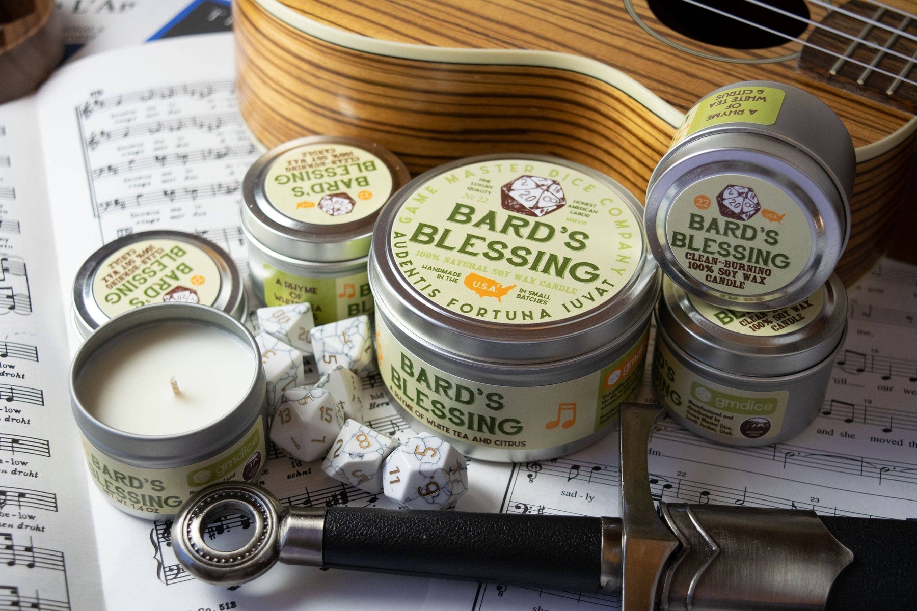 Game Master Dice Decor > Candles Bard's Blessing Gaming Candle: 8oz 736542189346 80022
