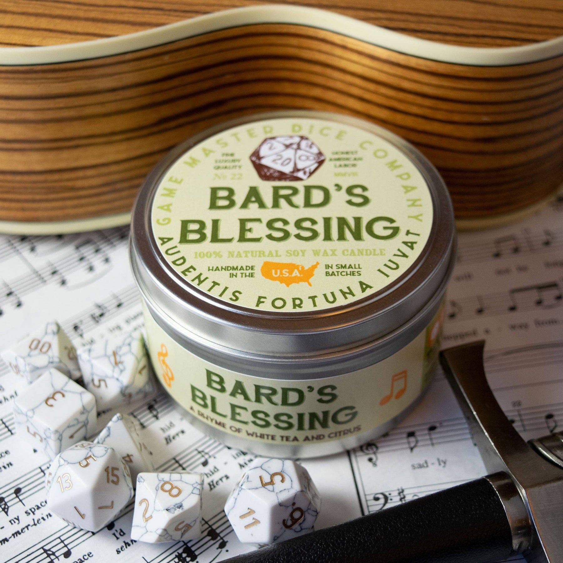 Game Master Dice Decor > Candles Bard's Blessing Gaming Candle: 8oz 736542189346 80022
