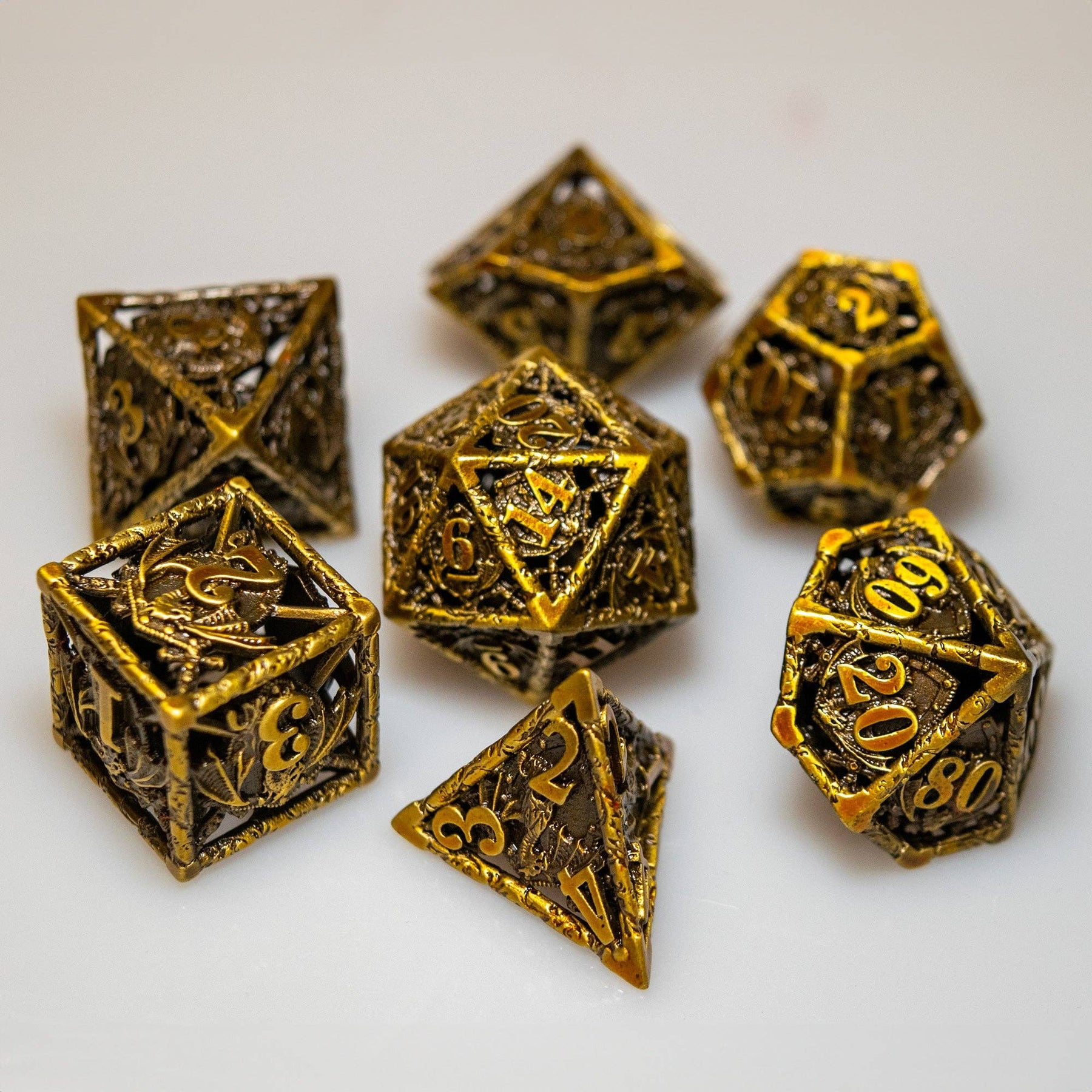 Game Master Dice Dice > Other Dice Hollow Dragon Shield Metal Dice Set 46254332 METAL-HDS-GOLD