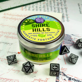 Game Master Dice Shire Hills Candle: 8oz Tin