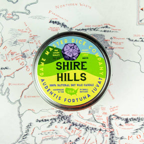 Game Master Dice Shire Hills Candle: 8oz Tin