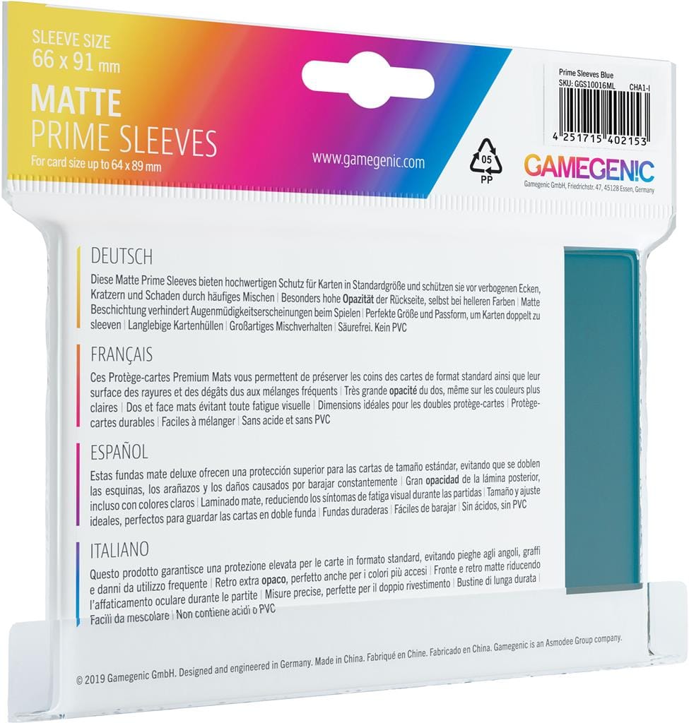 Gamegenic: Matte Prime Standard Card Game Sleeves - Blue
