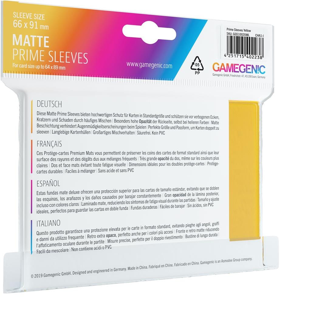 Gamegenic Game Supplies > Card Sleeves Gamegenic: Matte Prime Standard Card Game Sleeves - Yellow 4251715402474 GG1032