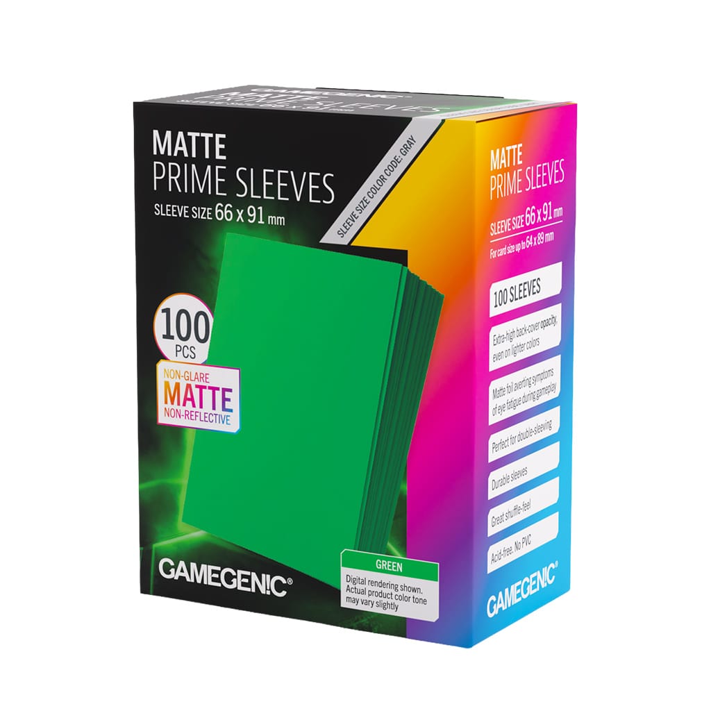 Gamegenic Game Supplies > Card Sleeves Matte Prime Sleeves Green 66x91 4251715419526 GGS10151ML